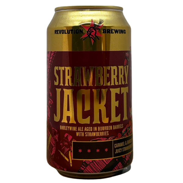 Revolution Brewing - Strawberry Jacket (2025) – barrel aged barleywine van Revolution, blik 35,5 cl