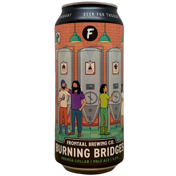 Frontaal x Vault City x Amundsen x Mad Scientist x Newbarns x Holy Goat - Burning Bridges – pale ale van Frontaal, blik 44 cl
