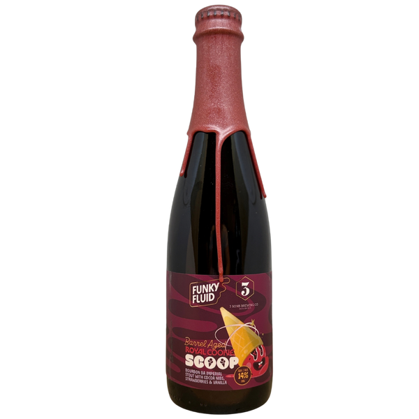 Funky Fluid x 3 Sons - Barrel Aged Royal Cookie: Scoop – barrel aged stout van Funky Fluid, fles 37,5 cl