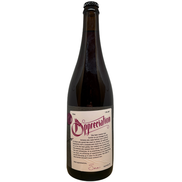 Sante Adairius Rustic Ales - Appreciation – barrel aged farmhouse ale / saison van Sante Adairius Rustic Ales, fles 75 cl